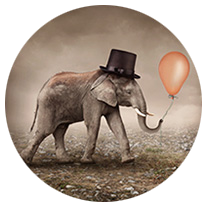 Elefante com chapéu e balão