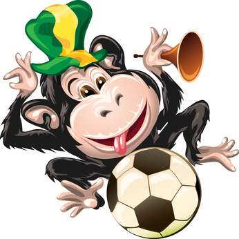 Macaco brasileiro com bola de futebol